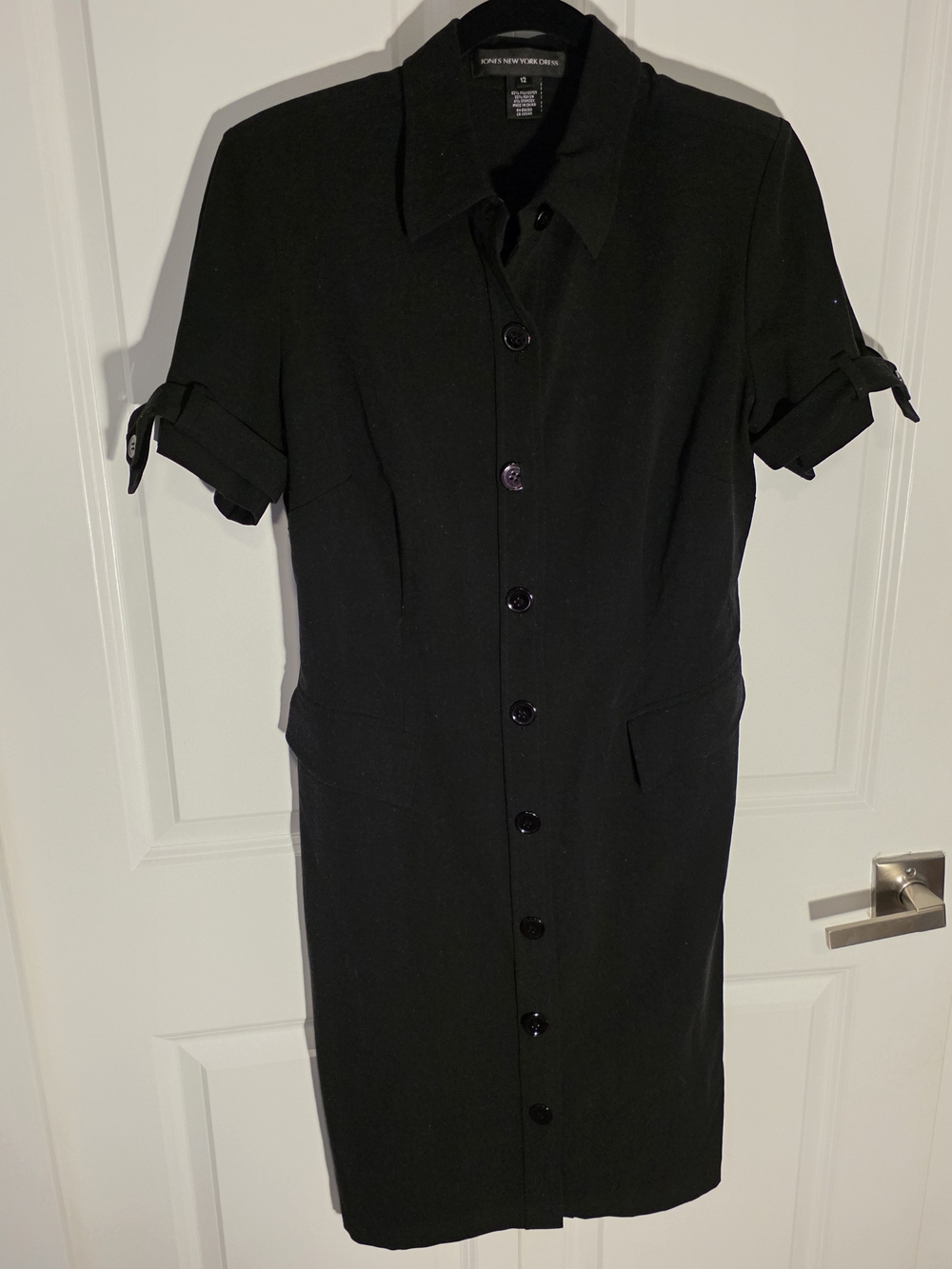 Jones New York Black Short-Sleeve Button-Front Shirt Dress